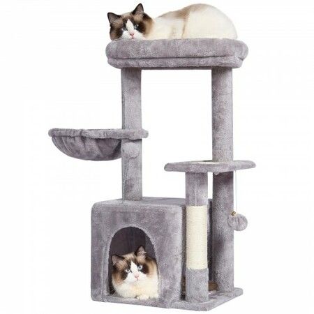 Cat Tree 80 cm Cat Tower with Cat Condo Sisal Scratching Post Light Grey