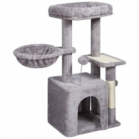 Cat Tree 80 cm Cat Tower with Cat Condo Sisal Scratching Post Light Grey