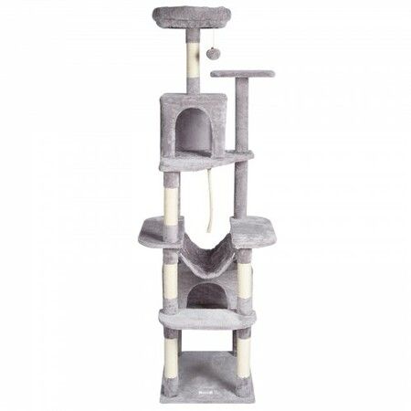 Cat Tree 183 cm Cat Tower with 2 Cat Condos Scratching Post Light Grey