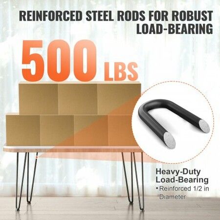 406.4MM Hairpin Furniture Legs, Metal Home DIY Projects for Nightstand, Coffee Table, Desk, 226.8KG Load Capacity with Rubber Floor Protectors, Metal Heavy Duty Sturdy Modern Table Legs, 4PCS