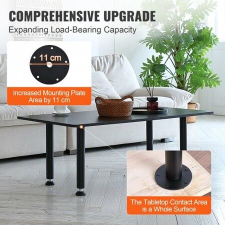 0.4M Solid Steel Adjustable Desk Legs Office Table Furniture 4 pcs Black