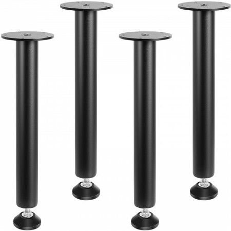 0.4M Solid Steel Adjustable Desk Legs Office Table Furniture 4 pcs Black