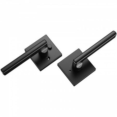 Privacy Door Handle, 1 Pack Matte Black Door Lever, Left or Right Handing Reversible Lever with Keyless Lock, 45° Rotation to Open, Square Interior Door Handles for Bedroom and Bathroom Doors