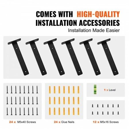 Shelf Bracket, 16cmL x 10cmW x 4.5cmH 6 Pcs, Heavy Duty Floating Shelf Brackets, Brackets for Shelves, 5mm Thick Matte Black L Shelf Bracket,Steel Shelving Brackets with 72.6 kg Load Capacity