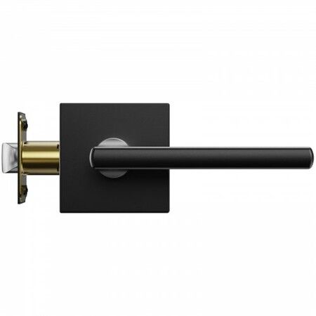 Passage Door Handle, 1 Pack Matte Black Door Lever, Left or Right Handing Reversible Lever Non-Locking, 45° Rotation to Open, Square Interior Door Handles for Hallways, Closets, Meeting Spaces