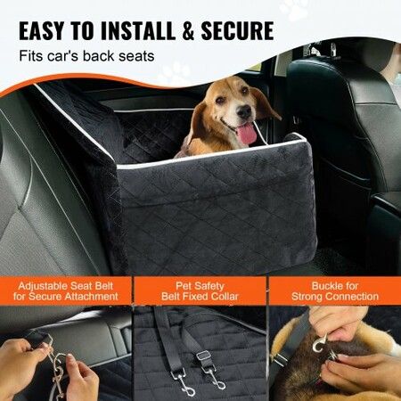 Dog Booster Car Seat Pet Car Seat for Medium Large Dog up to 24.9 kg Black