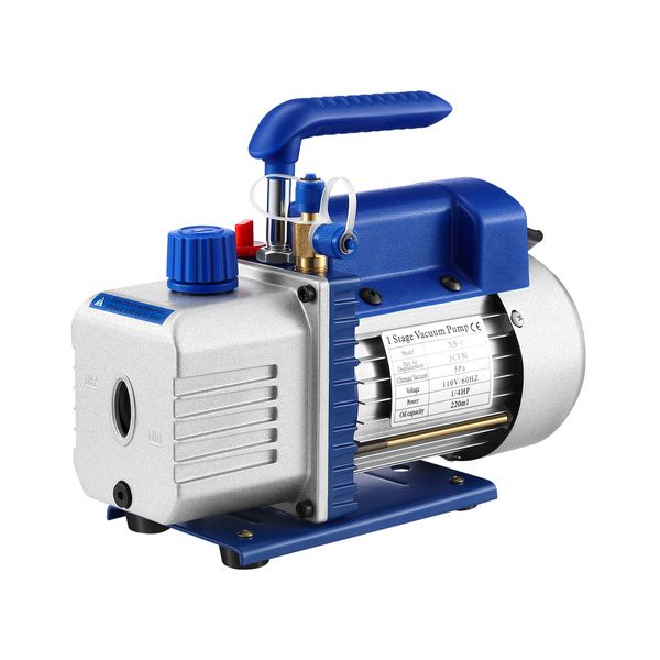 3CFM Vacuum Pump 1 Stage 220V for Refrigerant Air Conditioning AC Conditioner HVAC Refrigeration Food Clothes Packaging Car Maintenance Wine Degassing