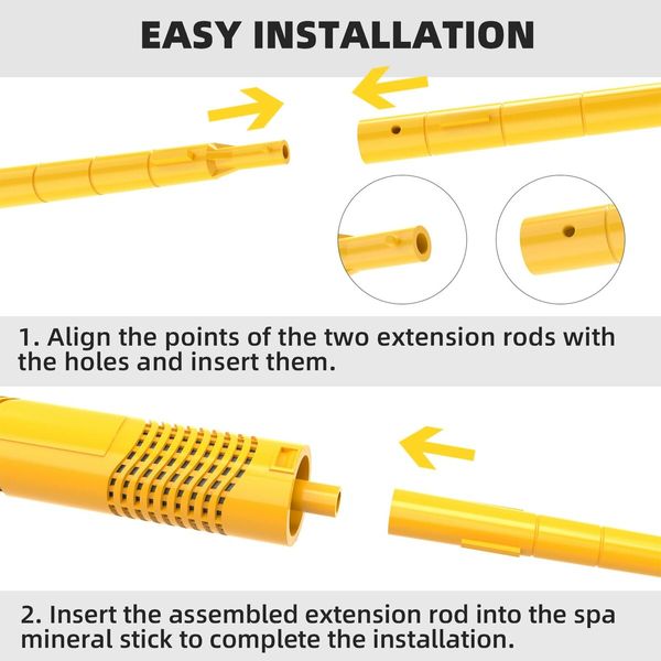 Spa Mineral Sticks for Hot Tub Supplies, Hot Tub Mineral Stick Inserts Filter Cartridge,Yellow 2 Pack