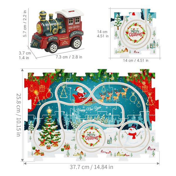 25Pcs Puzzle Racer Train Set Toys, Christmas Toy-Theme Puzzle Track Play Set with a Christmas Train