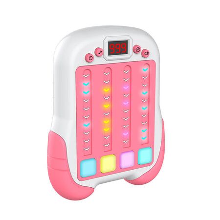 Interactive Rhythm Game Machine for Kids, Handheld Music & Light Puzzle Toy, Quick Push Pop Game (Pink)