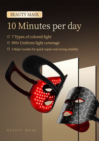 LED Facial Silicone Mask Light 7 Colors Light Mask Device Skin Care TypeC power