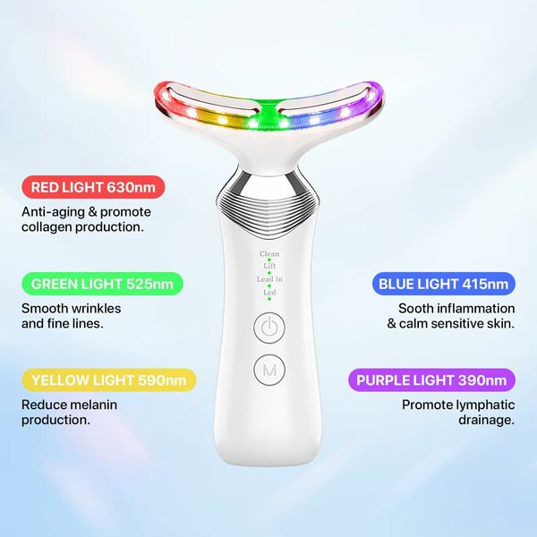 EMS Light Lifting LED Neck Massager Skin Care Electronic Essence Penetration Microcurrent Conduction Warming Lifting Pulse Induction