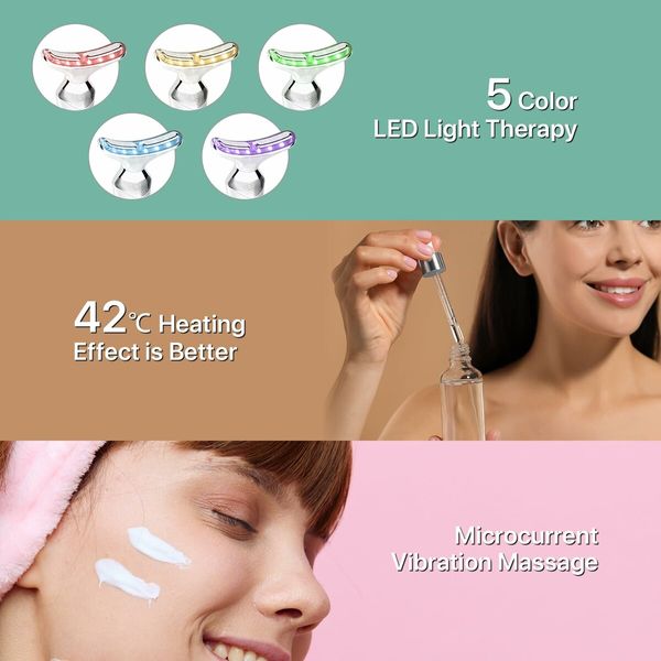 EMS Light Lifting LED Neck Massager Skin Care Electronic Essence Penetration Microcurrent Conduction Warming Lifting Pulse Induction