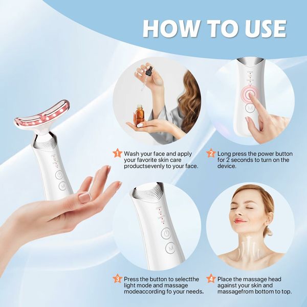 EMS Light Lifting LED Neck Massager Skin Care Electronic Essence Penetration Microcurrent Conduction Warming Lifting Pulse Induction