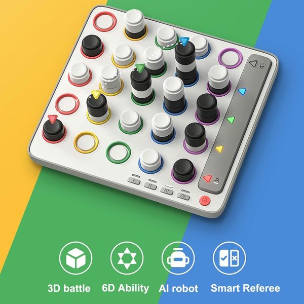 Smart Four 3D AI-Powered Match 4 Board Game,Strategy Board Games with Integrated Referee for 1 2 Players,Travel Games for Kids