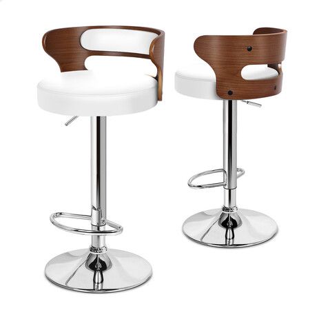 ALFORDSON 2x Bar Stool Kitchen Swivel Chair Wooden Leather Ramiro White