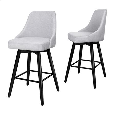 ALFORDSON 2x Swivel Bar Stools Kitchen Dining Chair Cafe Metal Light Grey