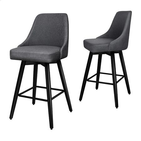 ALFORDSON 2x Swivel Bar Stools Kitchen Dining Chair Cafe Metal Dark Grey