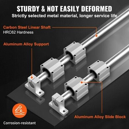 Linear Guide Rail Set, SFC20 1200mm, 2 PCS 39.4 in/1000 mm SFC20 Guide Rails 4 PCS SC20 Slide Blocks 4 PCS Rail Supports, Linear Rails and Bearings Kit for Automated Machines CNC DIY Project