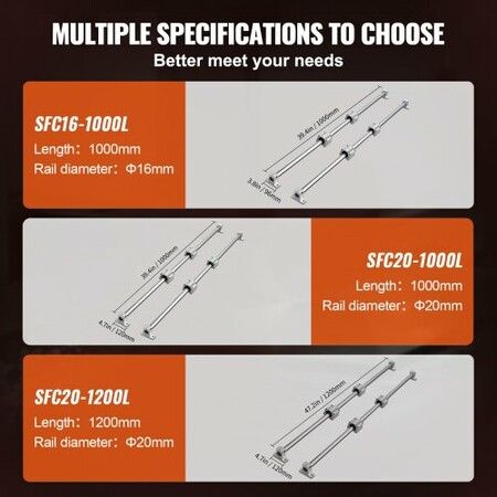 Linear Guide Rail Set, SFC20 1200mm, 2 PCS 39.4 in/1000 mm SFC20 Guide Rails 4 PCS SC20 Slide Blocks 4 PCS Rail Supports, Linear Rails and Bearings Kit for Automated Machines CNC DIY Project