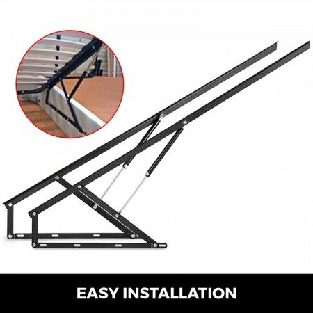 Pair of 5FT Pneumatic Mechanism Heavy Duty Gas Spring Kit for Box Bed Sofa Storage Space Saving DIY Project Lifter Lift Up Hardware Black