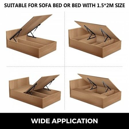 Pair of 5FT Pneumatic Mechanism Heavy Duty Gas Spring Kit for Box Bed Sofa Storage Space Saving DIY Project Lifter Lift Up Hardware Black