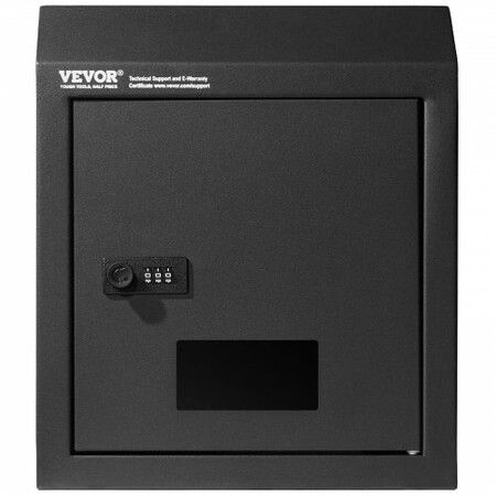 Through The Door Key Drop Box, Heavy Duty Steel Through the Door Mailbox with 12" Combination Lock, Mail Drop Box, Black