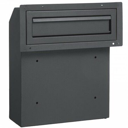 Through The Door Key Drop Box, Heavy Duty Steel Through the Door Mailbox with 12" Combination Lock, Mail Drop Box, Dark Gray