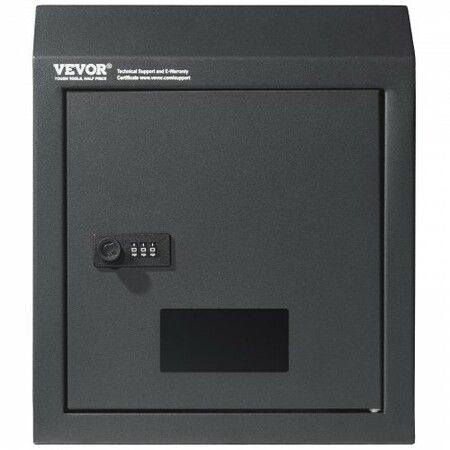 Through The Door Key Drop Box, Heavy Duty Steel Through the Door Mailbox with 12" Combination Lock, Mail Drop Box, Dark Gray