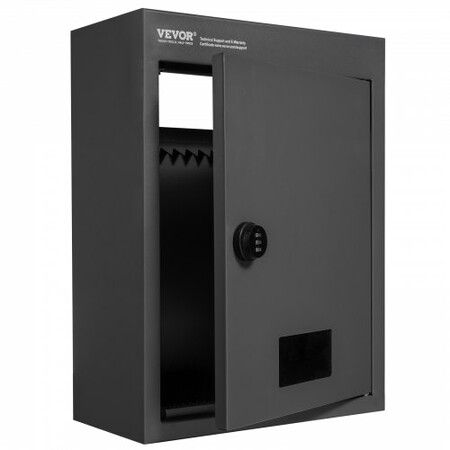 Through The Wall Drop Box, Heavy Duty Steel Through the Wall Mailbox with 2.8-7.9" 13" Combination Lock, 12.5x6.3x16.9" Mail Drop Box, Black