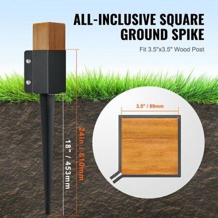 Fence Post Anchor Ground Spike 4 Pack 24 x 4 x 4 In Metal Fence Stakes