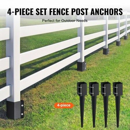 Fence Post Anchor Ground Spike 4 Pack 24 x 4 x 4 In Metal Fence Stakes
