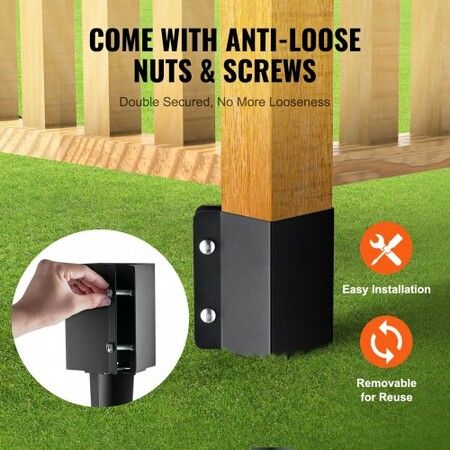 Fence Post Anchor Ground Spike 4 Pack 24 x 4 x 4 In Metal Fence Stakes
