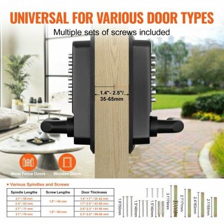 Mechanical Keyless Entry Door Lock, 14 Digit Keypad, Water-proof Zinc Alloy, Double-sided Embedded Outdoor Gate Door Locks Set with Keypad and Handle, Easy to Install, for Garden, Garage, Yard