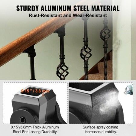 50 PCS Aluminum Alloy Baluster Shoes Slant Wrought Spindles for Staircase