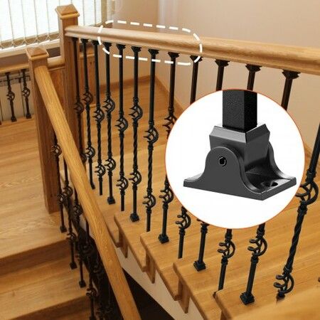 50 PCS Aluminum Alloy Baluster Shoes Slant Wrought Spindles for Staircase