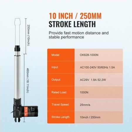 24V Linear Actuator Kit 10 Inch 0.98