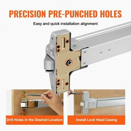 Push Bar Door Locks, Carbon Steel Panic Bars for Exit Doors, with Exterior Lever and 3 Keys, Push Bar Panic Exit Device Door Hardware for Metal Wood Door, for Left and Right Handed Doors