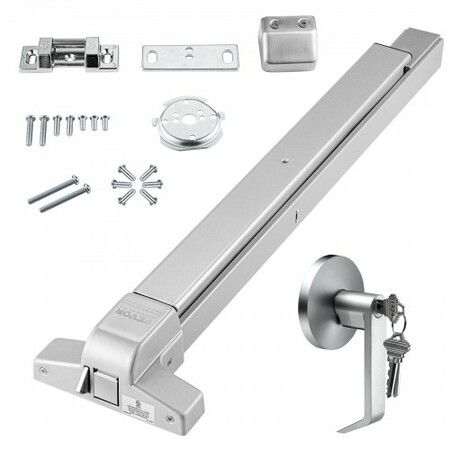 Push Bar Door Locks, Carbon Steel Panic Bars for Exit Doors, with Exterior Lever and 3 Keys, Push Bar Panic Exit Device Door Hardware for Metal Wood Door, for Left and Right Handed Doors