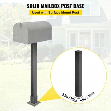 Mailbox Post Stand Mail Box Post 43" Black Powder-Coated Steel for Outdoor