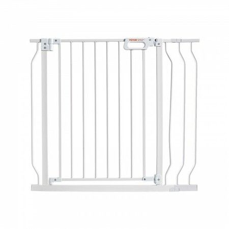 Baby Gate, 749-990 mm Extra Wide, 762 mm High, Dog Gate for Stairs Doorways and House, Easy Step Walk Thru Auto Close Child Gate Pet Security Gate with Pressure Mount Kit & Wall Mount Kit, White