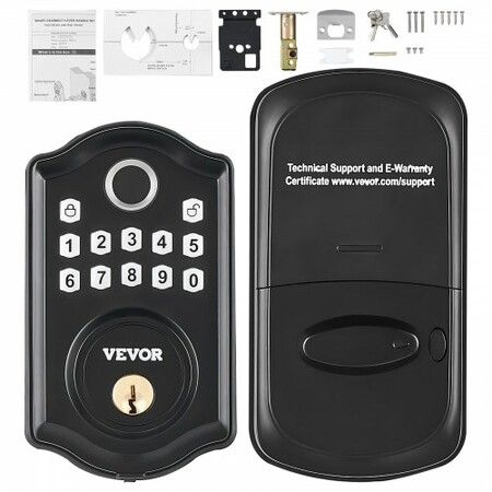 Fingerprint Door Lock, Keyless Entry Door Lock with Fingerprint/Keypad Code/Key, Auto Lock, Anti-Peeking Password, IP 63 Rating for Front Door, Electronic Keypad Deadbolt with 300 Users