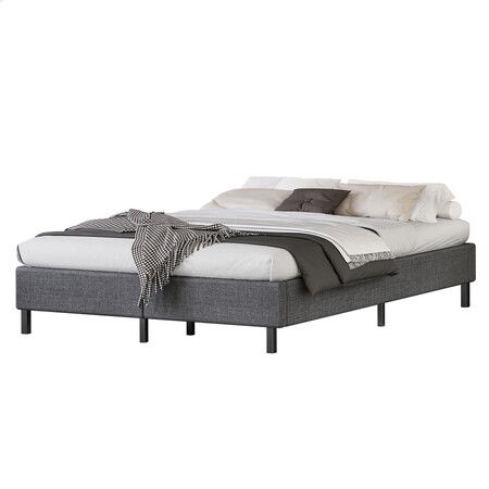 ALFORDSON Bed Frame King Size Mattress Base Foundation Grey Fabric BASIM