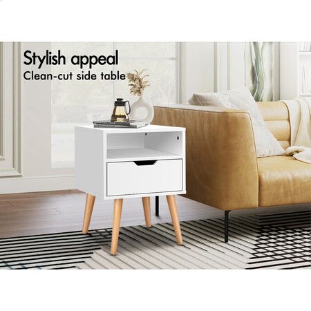 ALFORDSON Bedside Table Nightstand Side Storage Cabinet Scandinavian White