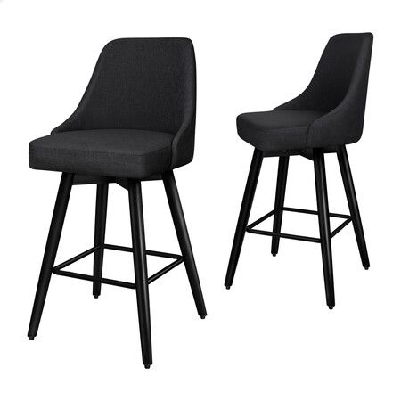 ALFORDSON 2x Swivel Bar Stools Kitchen Dining Chair Cafe Metal All Black