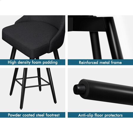 ALFORDSON 2x Swivel Bar Stools Kitchen Dining Chair Cafe Metal All Black