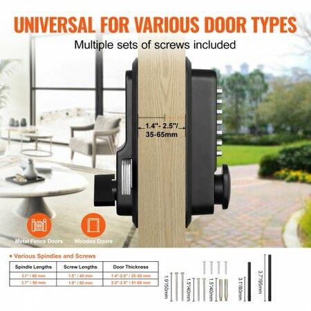 Mechanical Keyless Entry Door Lock, 14 Digit Keypad, Water-proof Zinc Alloy, Outdoor Gate Door Locks Set with Surface-mounted Latch, Keypad and Knob, Easy to Install, for Garden, Garage, Yard