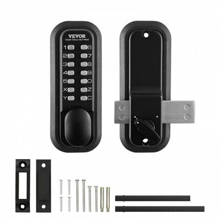 Mechanical Keyless Entry Door Lock, 14 Digit Keypad, Water-proof Zinc Alloy, Outdoor Gate Door Locks Set with Surface-mounted Latch, Keypad and Knob, Easy to Install, for Garden, Garage, Yard