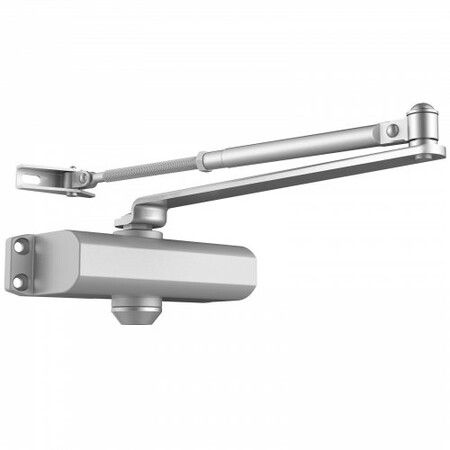 Door Closer, Automatic Door Closer Commercial or Residential Use for Door Weights 85 kg, Adjustable Size Hydraulic Buffer Door Closers Heavy Duty Cast Aluminum Body, Easy Install, Silver