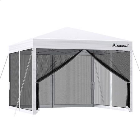 ALFORDSON Gazebo Pop Up Marquee 3x3 Outdoor Tent Party Camping Mesh Wall White